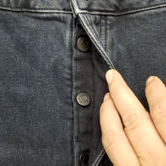 Old Navy Jeans Womens 22 Black Straight Stretch Crop High Button Fly - Picture 4 of 13